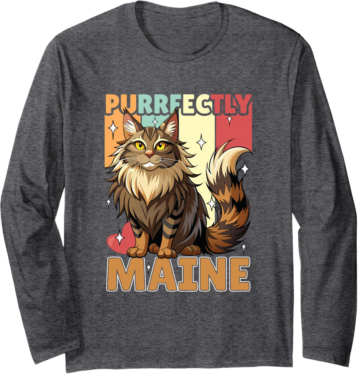 Maine Coon Cat Lover Cute Kitten Owner Funny Maine Coon Long Sleeve T-Shirt - Adult Unisex Dark Heather Grey