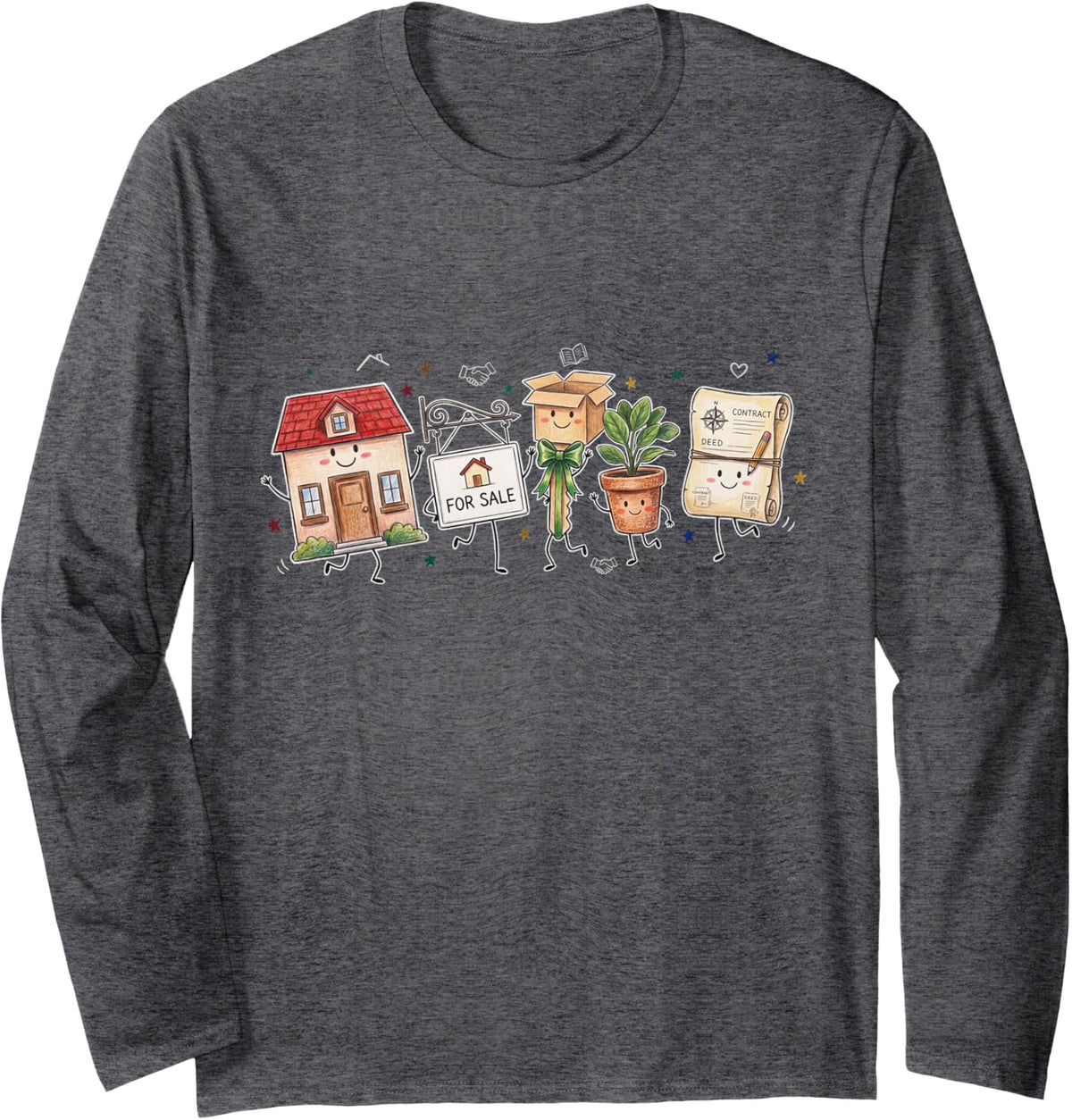Realtor Squad Real Estate Agent House Key Sold Listing Long Sleeve T-Shirt - Adult Unisex Dark Heather Grey