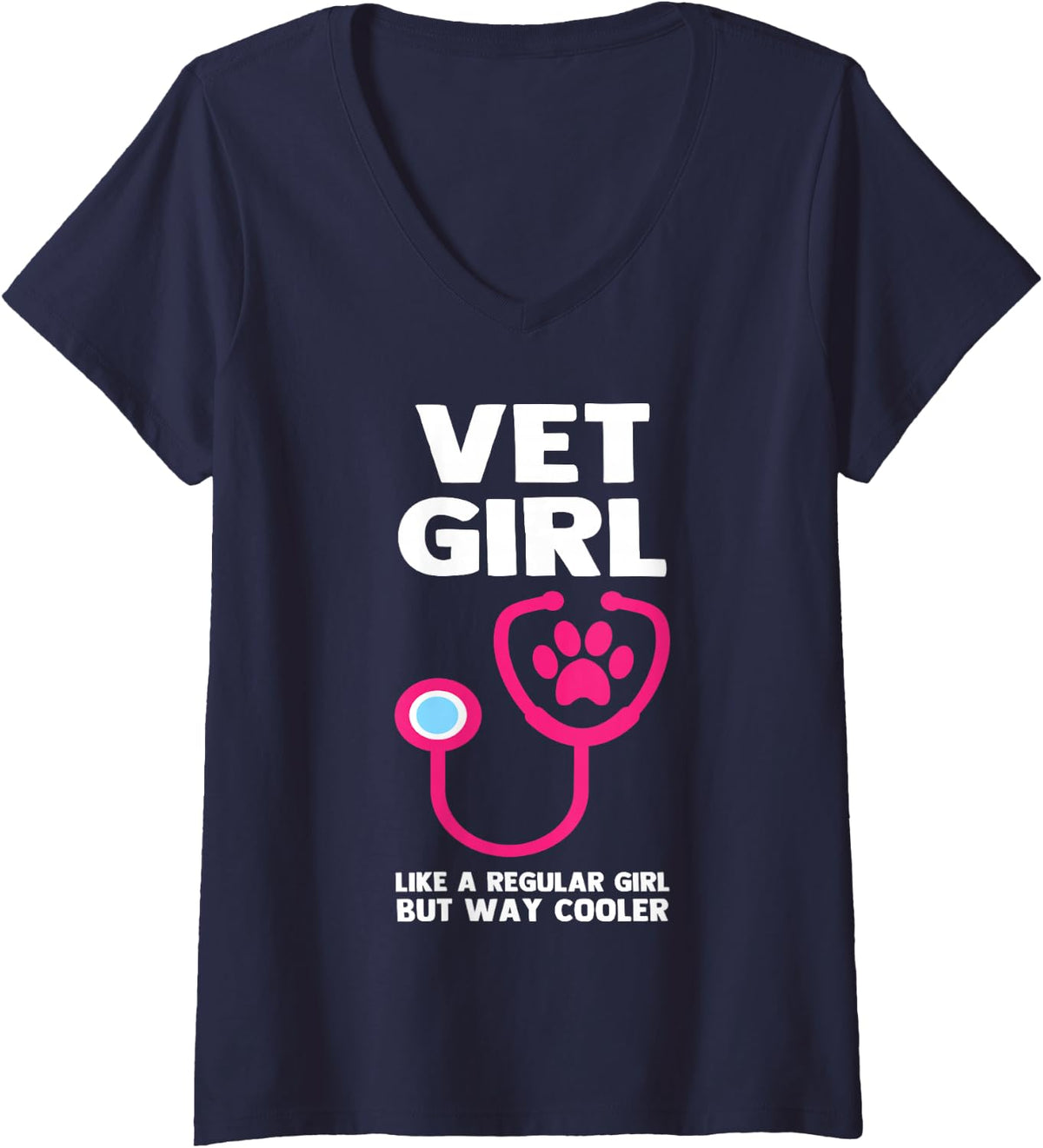 Women's Veterinary Technician Future Veterinarian Female Vet Tech V-Neck T-Shirt - Navy Blue