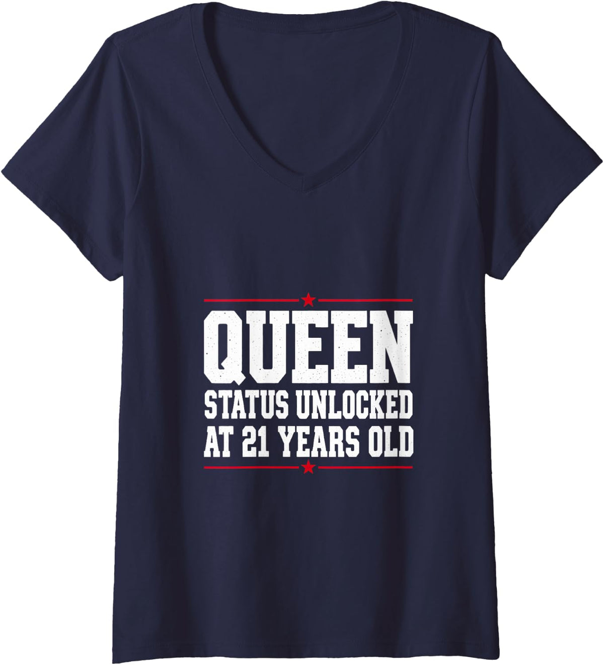 Women's Queen Status Unlocked At 21 Years Old Birthday V-Neck T-Shirt - Navy Blue