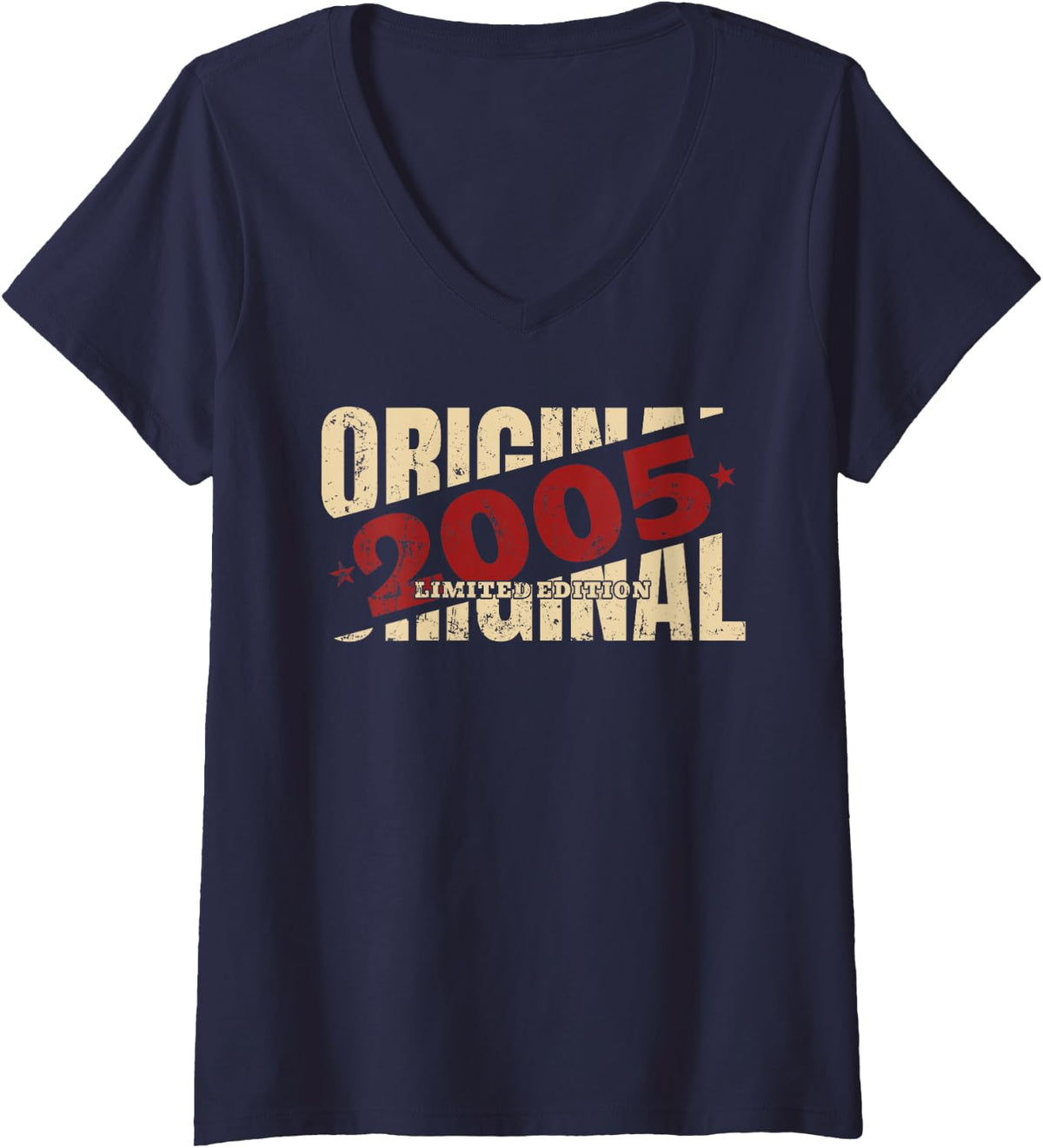 Women's 21st Birthday Gift Man Woman Original Vintage 2005 21 Years V-Neck T-Shirt - Navy Blue
