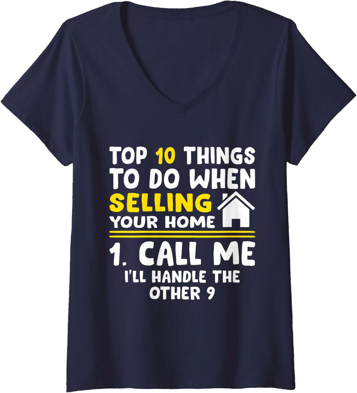 Women's Cool Real Estate Agent Art Men Women Home Realtor Broker V-Neck T-Shirt - Navy Blue