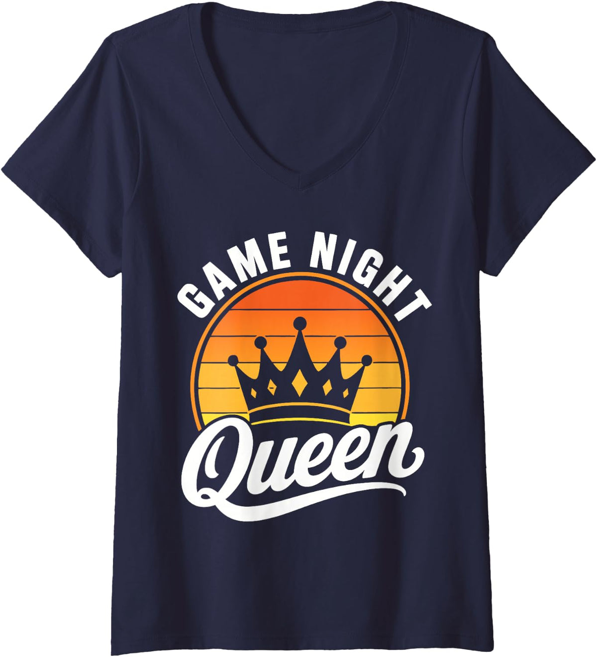 Women's Family Game Night Mom Board Games V-Neck T-Shirt - Navy Blue