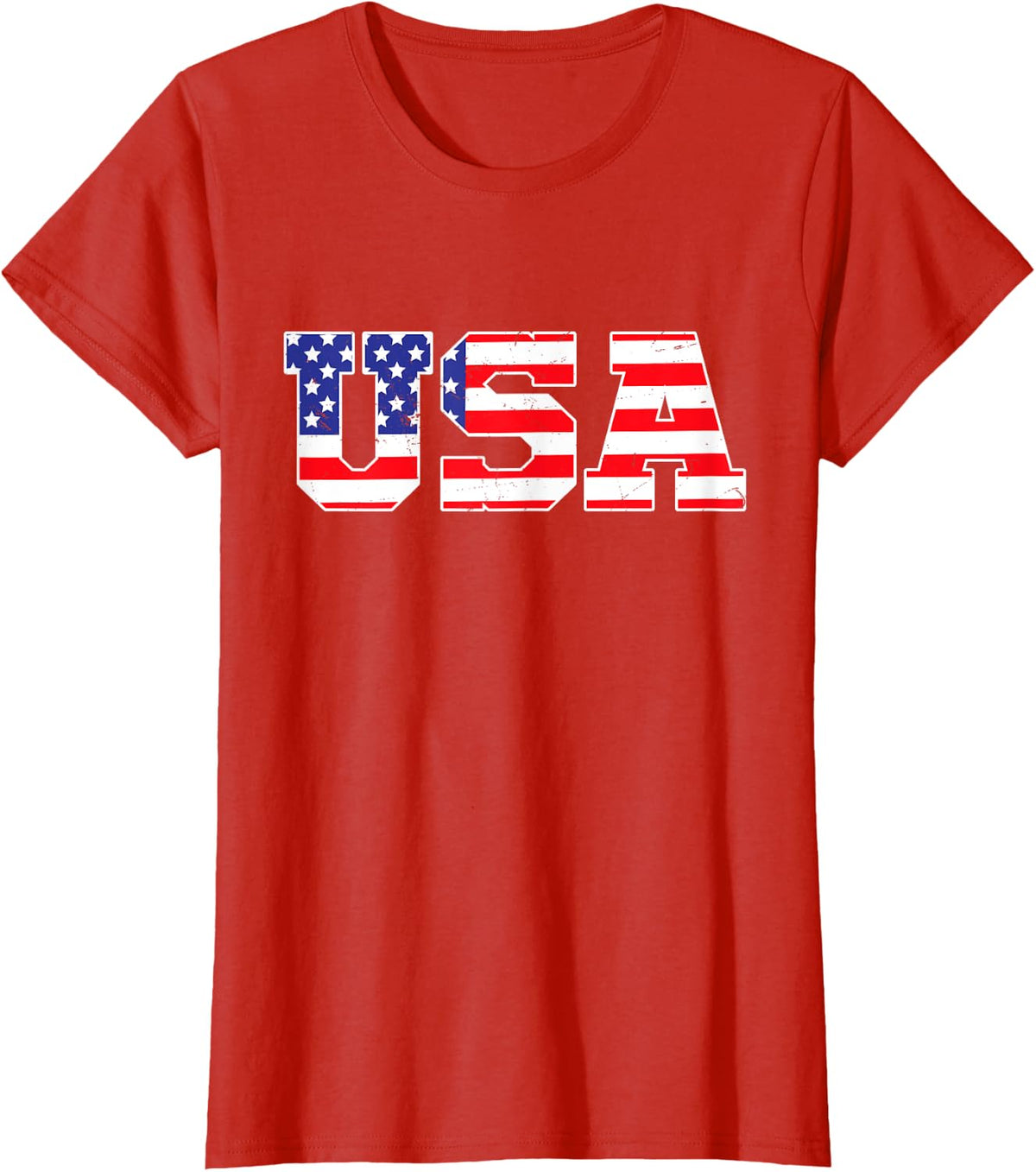 USA - Patriotic American Flag 4th of July T-Shirt - Red