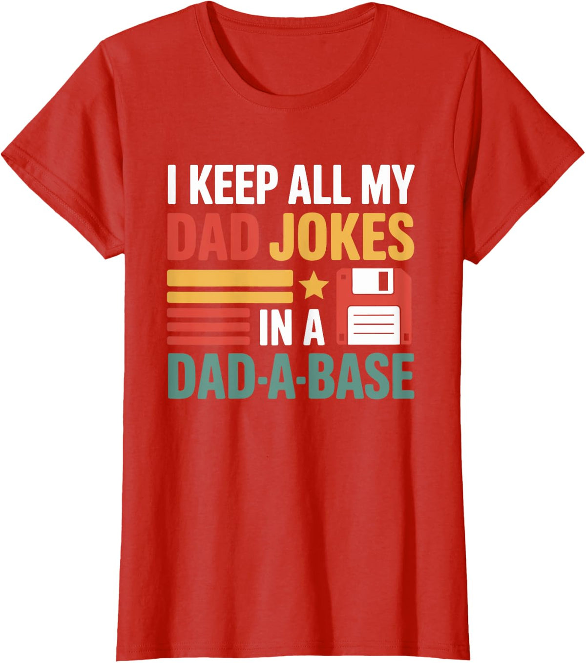 Dad Jokes Database Funny Geek Floppy Disk Humor T-Shirt - Red