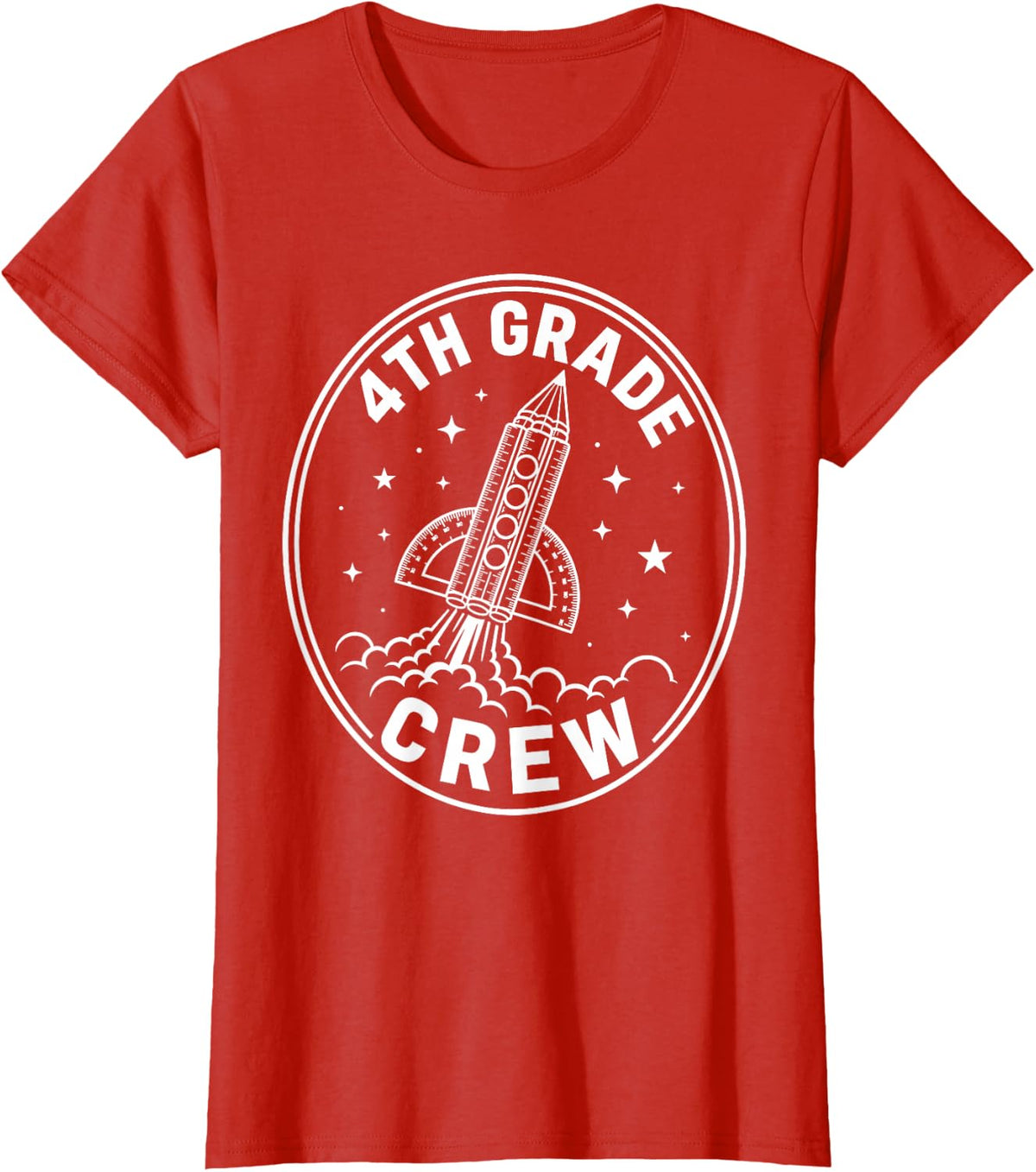 4th Grade Crew Teacher Rocket Fourth Grade T-Shirt - Red