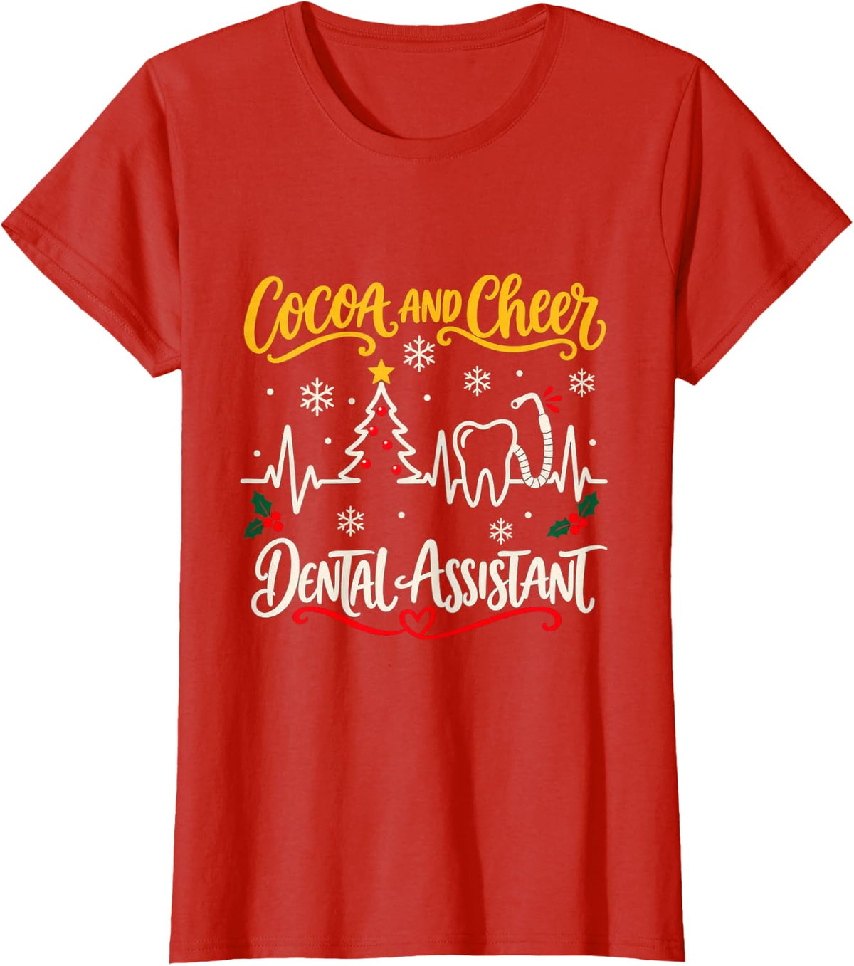 Christmas Dental Assistant Christmas Checklist T-Shirt - Red
