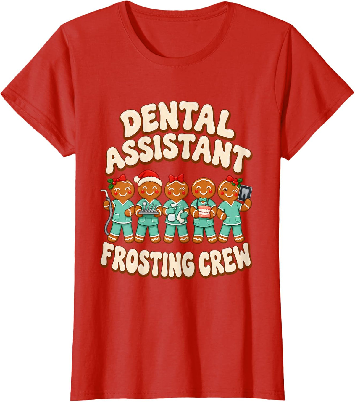 Christmas Dental Assistant Holiday Tree T-Shirt - Red