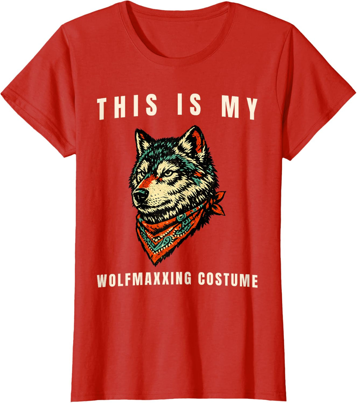 This is My Wolfmaxxing Costume Wolf Meme Halloween T-Shirt - Red