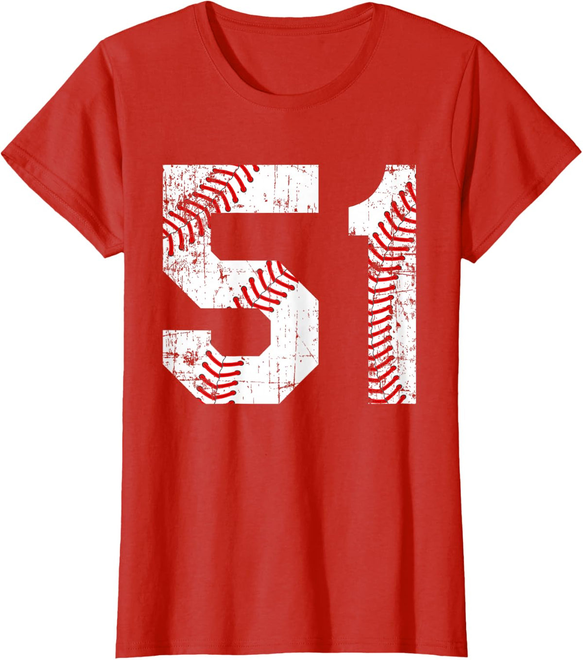 Vintage Baseball 51 Jersey Number T-Shirt - Red