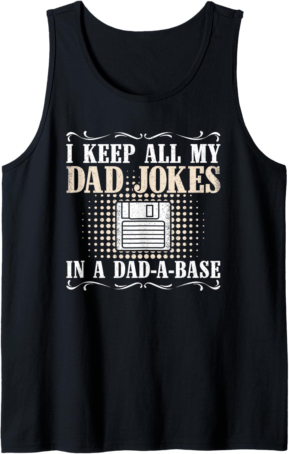 Mens Funny Dad Saying Graphic Vintage Dad Jokes Dad-A-Base Men Tank Top - Black