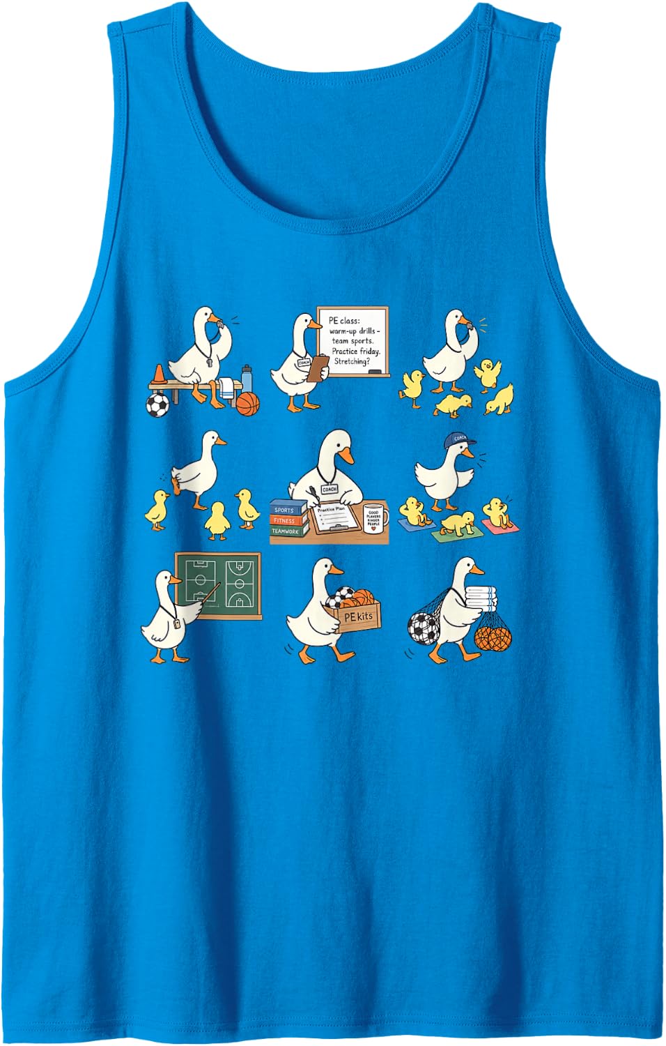 PE Teacher Goose Physical Education Gym Teacher Back School Sleeveless Tank Top - Sapphire Blue