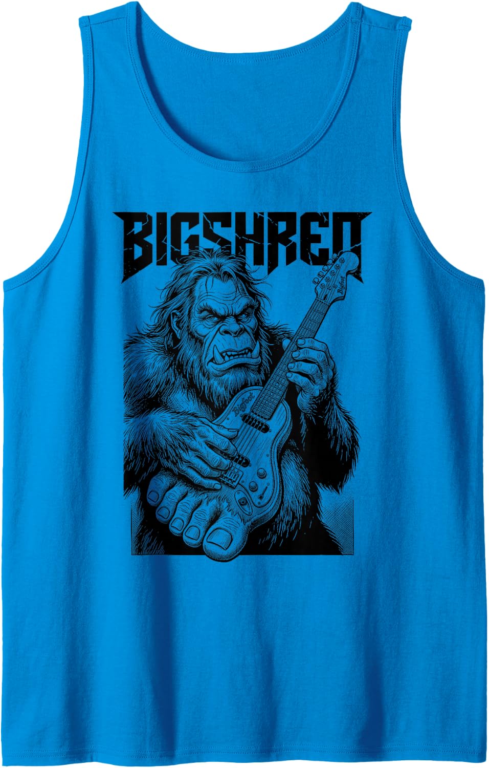 Bigfoot Electric Guitar Music Funny Guitarist Bigshred Sleeveless Tank Top - Sapphire Blue