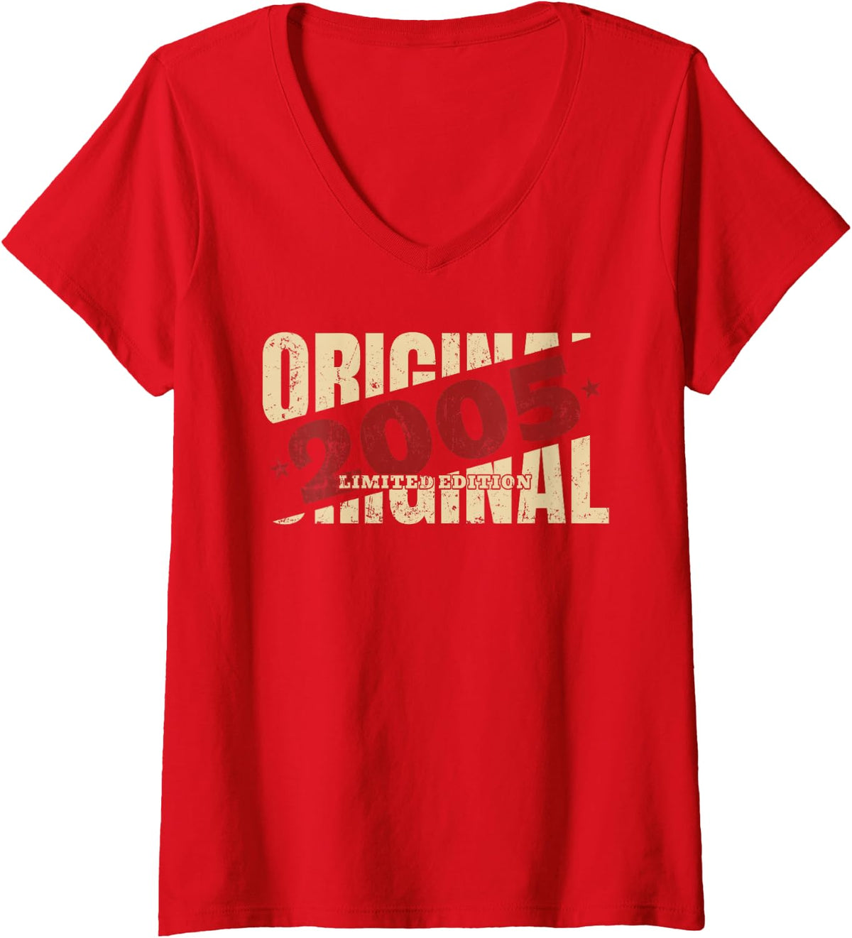 Women's 21st Birthday Gift Man Woman Original Vintage 2005 21 Years V-Neck T-Shirt - Red