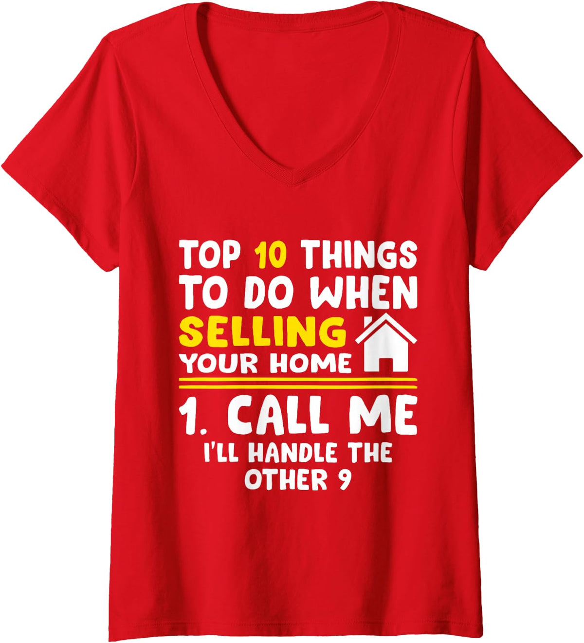 Women's Cool Real Estate Agent Art Men Women Home Realtor Broker V-Neck T-Shirt - Red