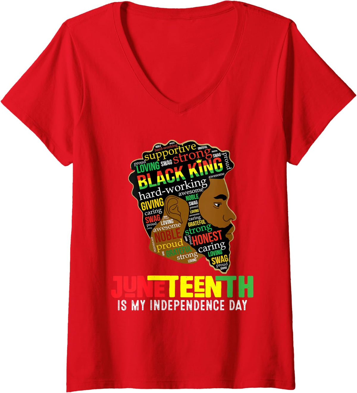 Women's Juneteenth is My Independence Day Black King Fathers Day Men V-Neck T-Shirt - Red