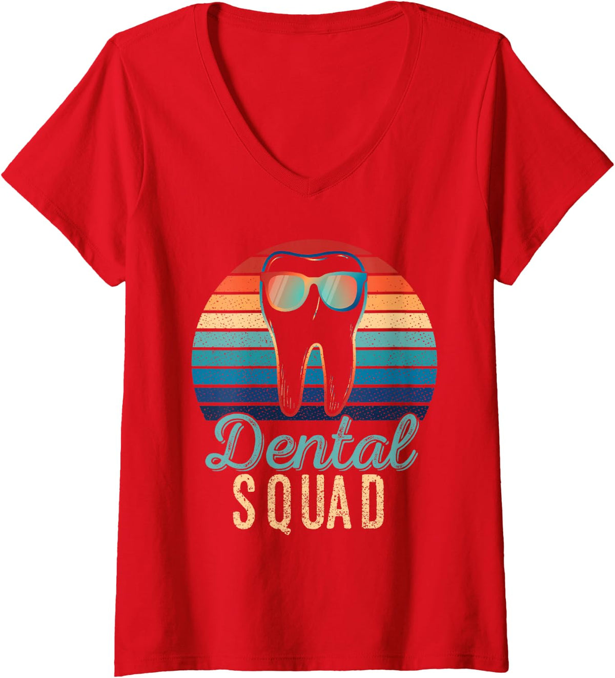 Women's Retro Dental Squad Costume Men Women Vintage Dentist V-Neck T-Shirt - Red