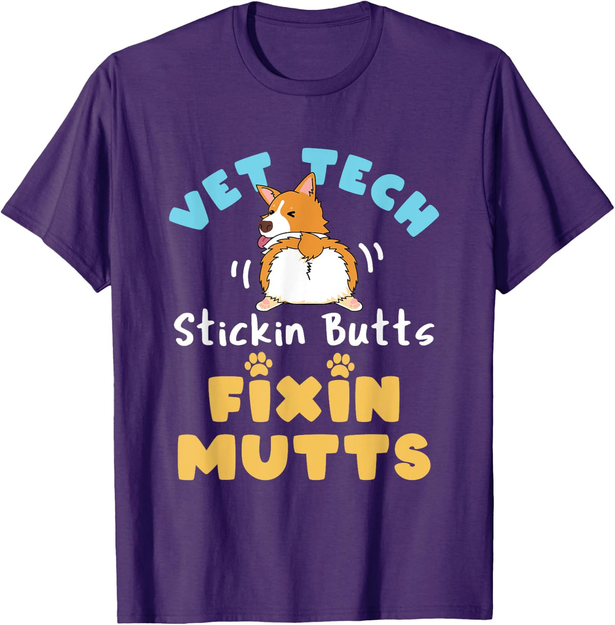 Vet Tech Veterinary Assistant Stickin' Fixin' Mutts T-Shirt - Purple