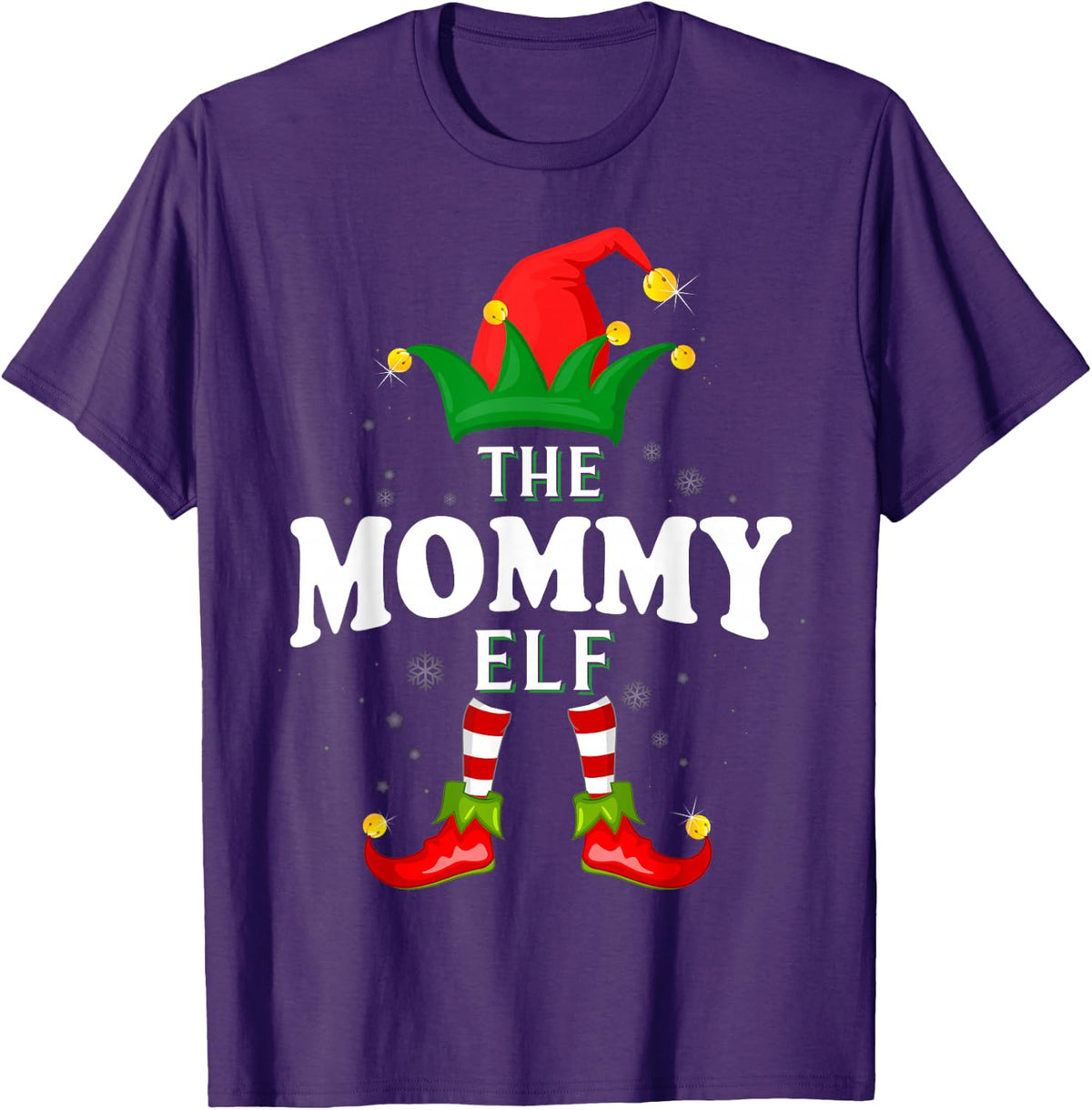 Xmas Mommy Elf Family Matching Christmas Pajama T-Shirt - Purple