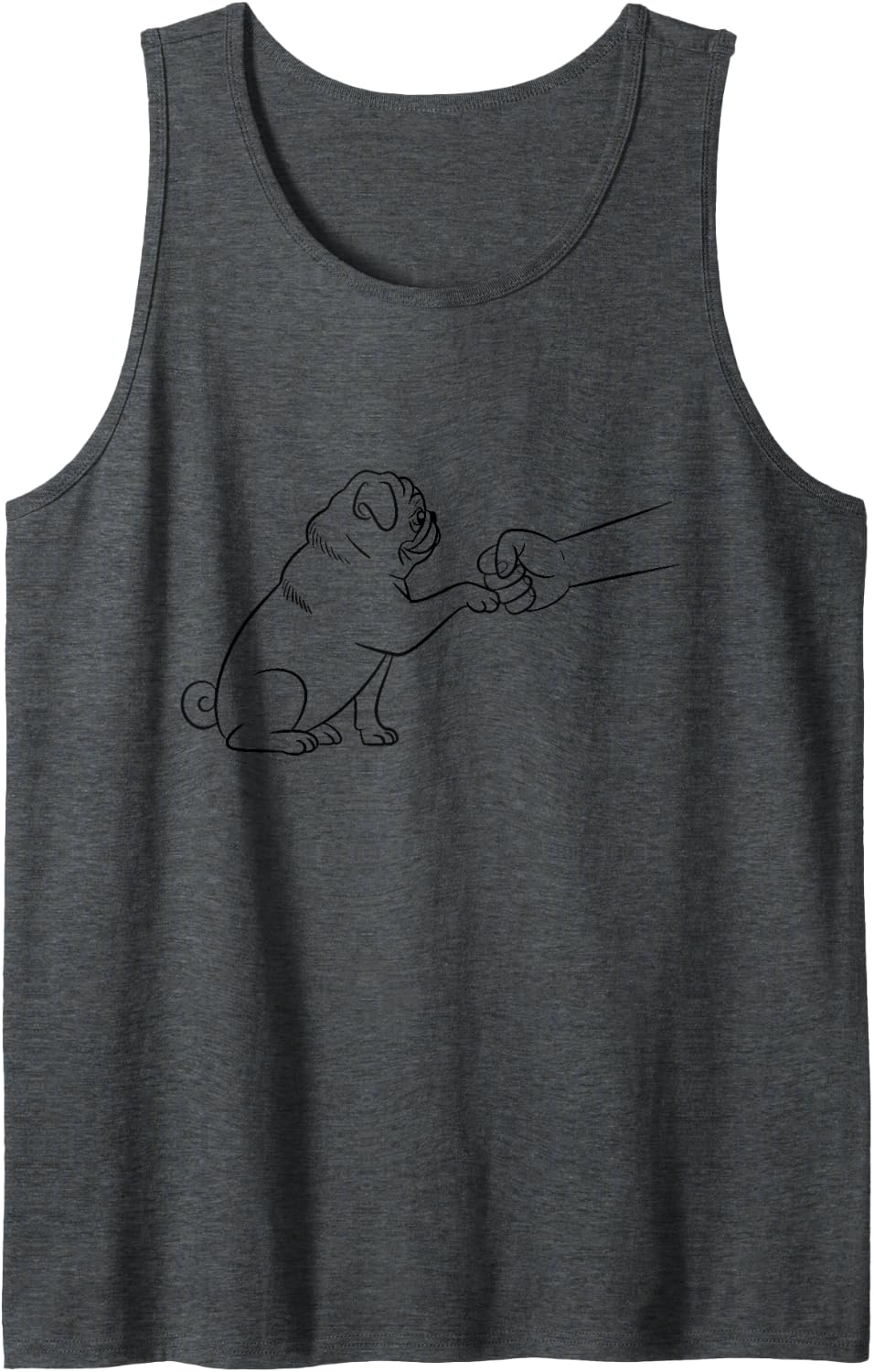 Pug Fist Bump Paw Print Cute Dog Lover Sleeveless Tank Top - Dark Heather Grey