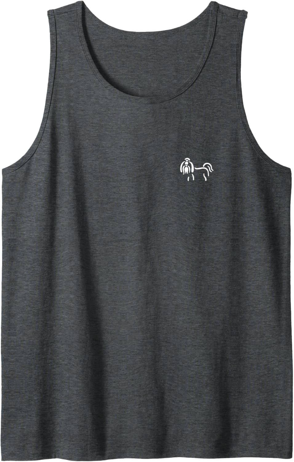 Simple Minimalist Badge Patch Line Art Shih Tzu Sleeveless Tank Top - Dark Heather Grey