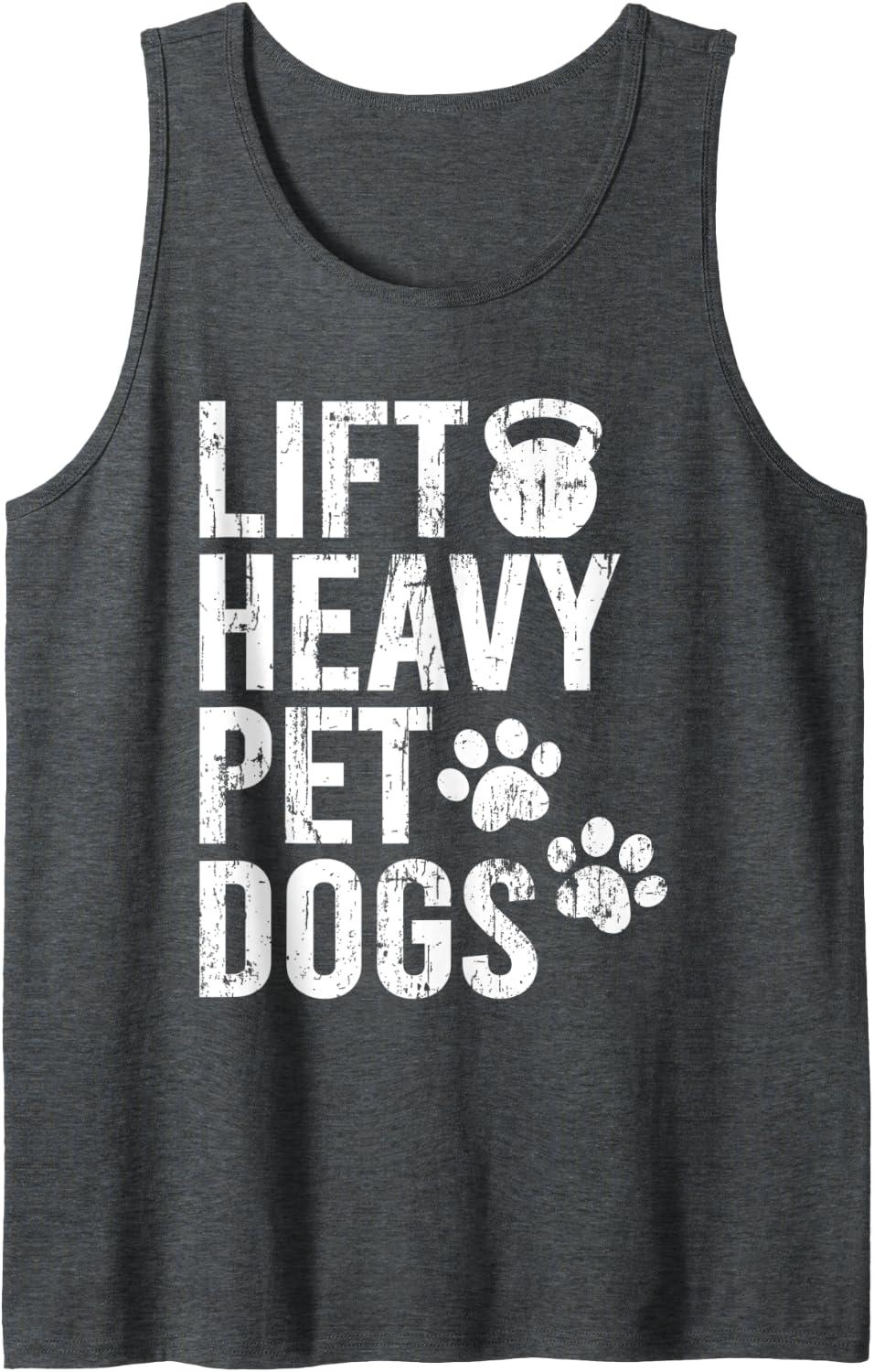 Lift Heavy Pet Dogs Funny Gym Workout Weight Lifter Tank Top - Dark Heather Grey