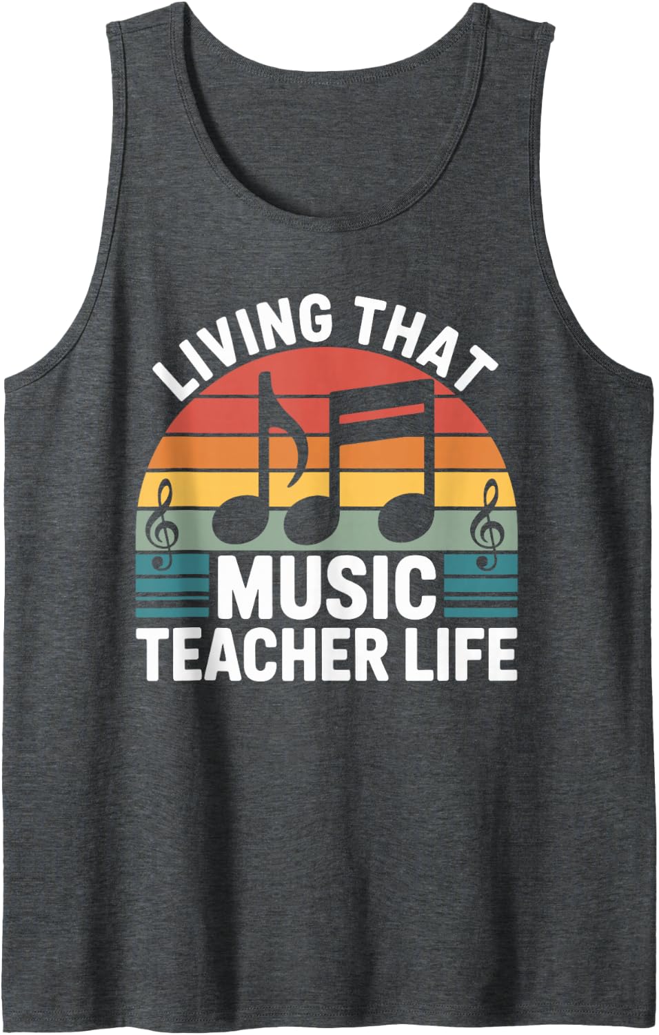 Living that Music Teacher Life School Tank Top - Dark Heather Grey