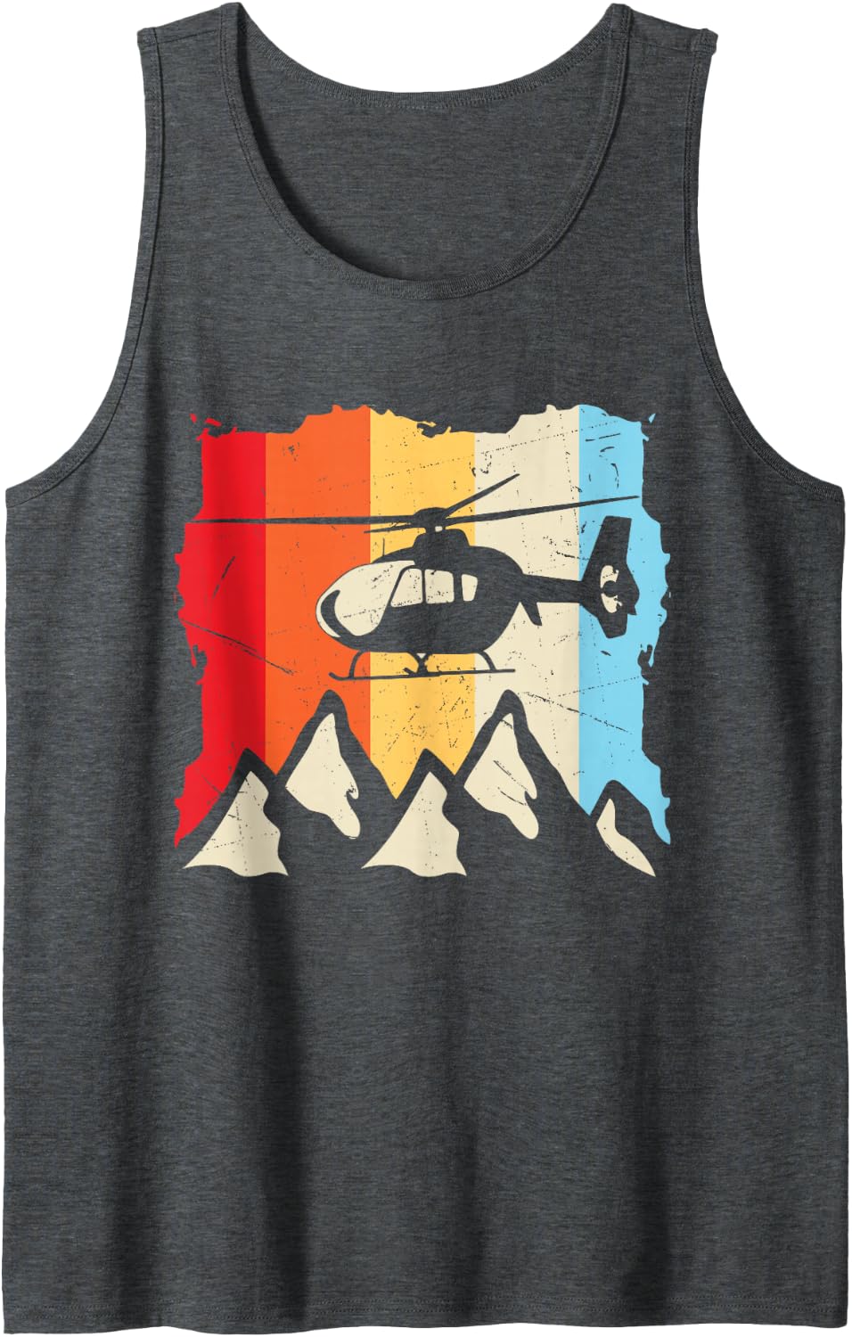 Helicopter Sunset Vintage Sleeveless Tank Top - Dark Heather Grey