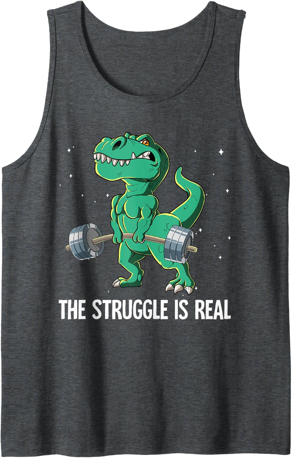 T-rex Gym Weight Training The Struggle Is Real Tank Top - Dark Heather Grey