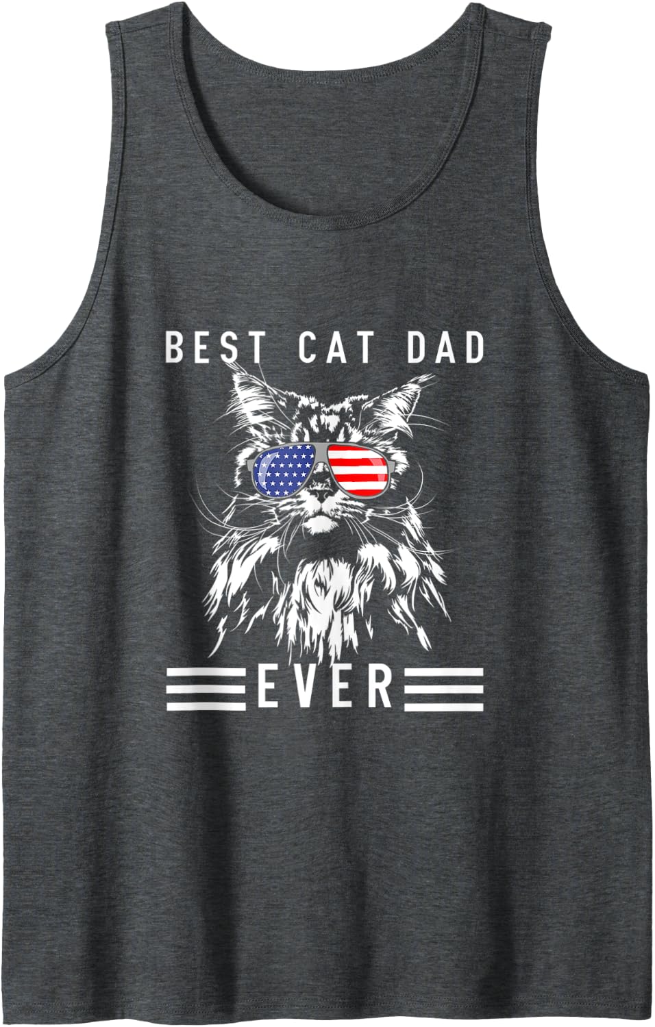 Funny Maine Coon Cat Best Cat Dad Ever Funny Cat Maine Coon Tank Top - Dark Heather Grey
