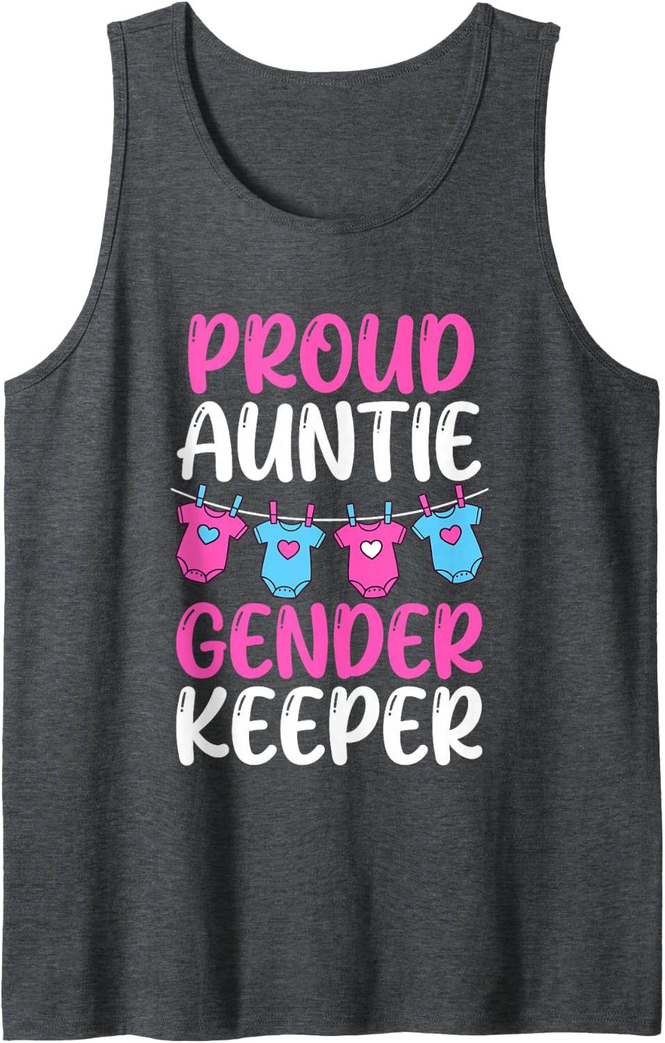 Proud Auntie Gender Keeper Aunt Sleeveless Tank Top - Dark Heather Grey