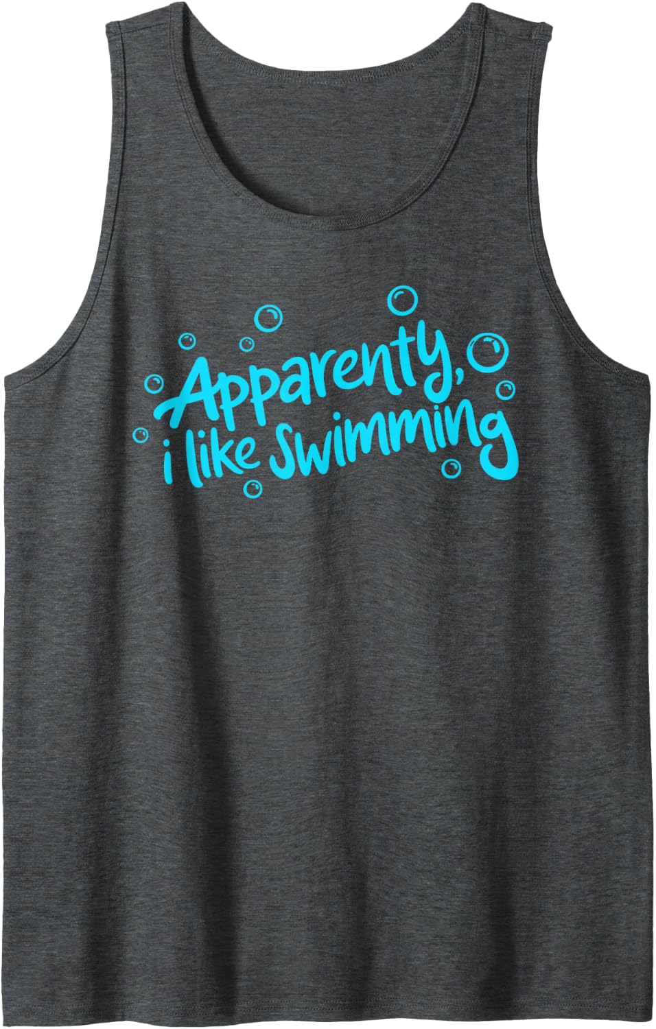 Apparently I Like Swimming Funny Swimmer Water Sports Swim Sleeveless Tank Top - Dark Heather Grey