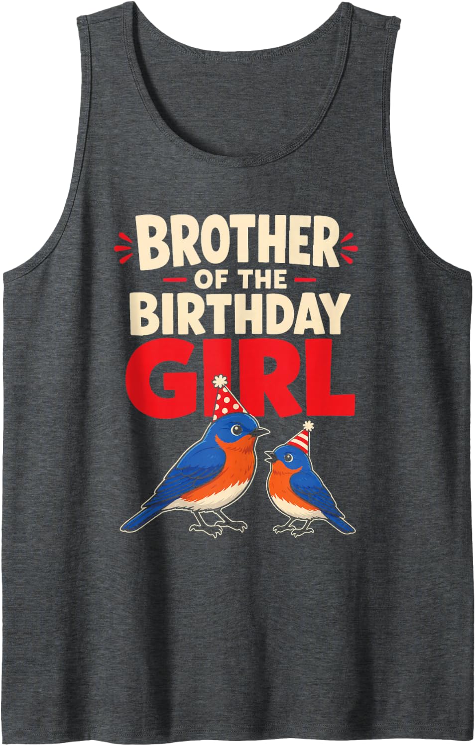 Bird Watching Brother of The Birthday Girl Tank Top - Dark Heather Grey