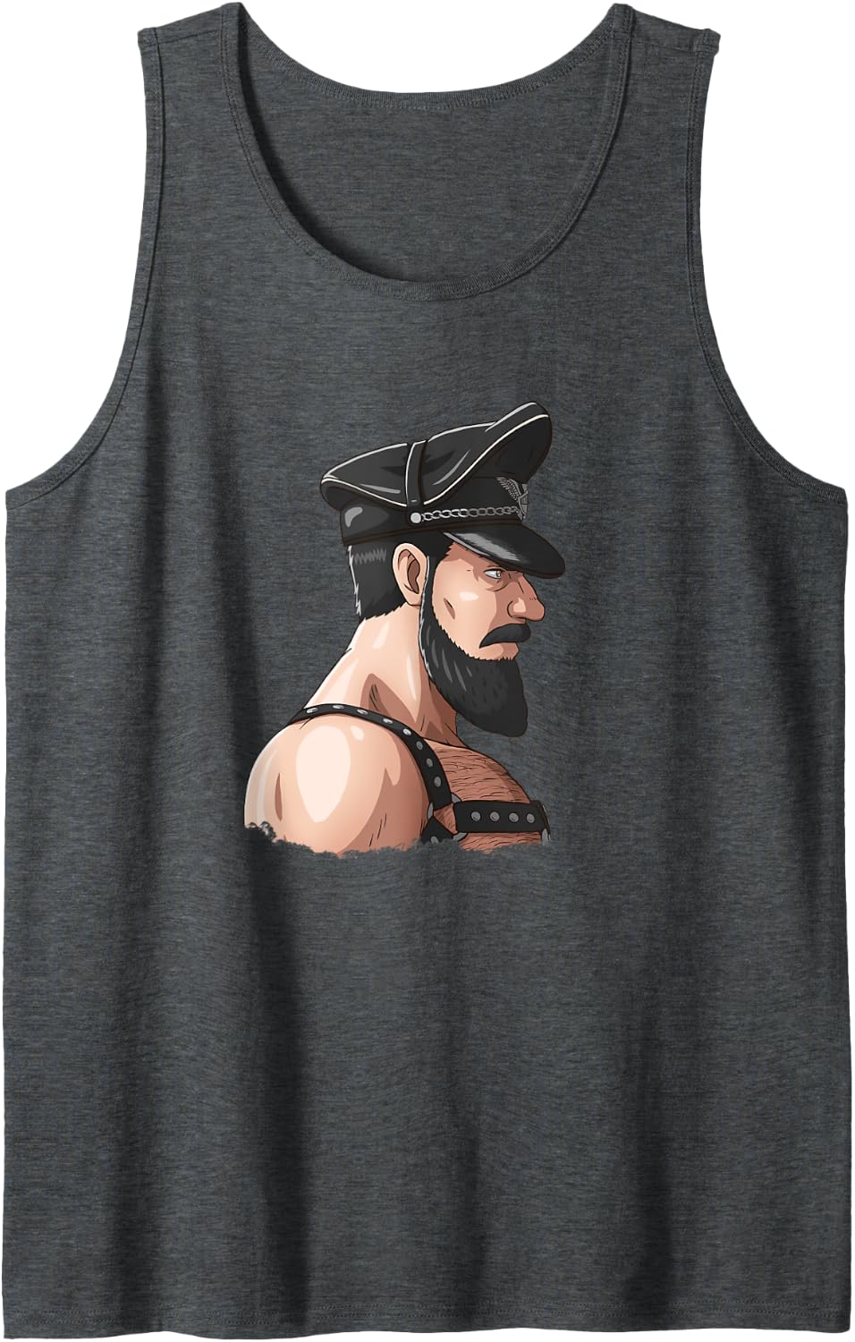 Gay Pride - Leather Gay Daddy Man Bear Kink Gay Bearded Tank Top - Dark Heather Grey
