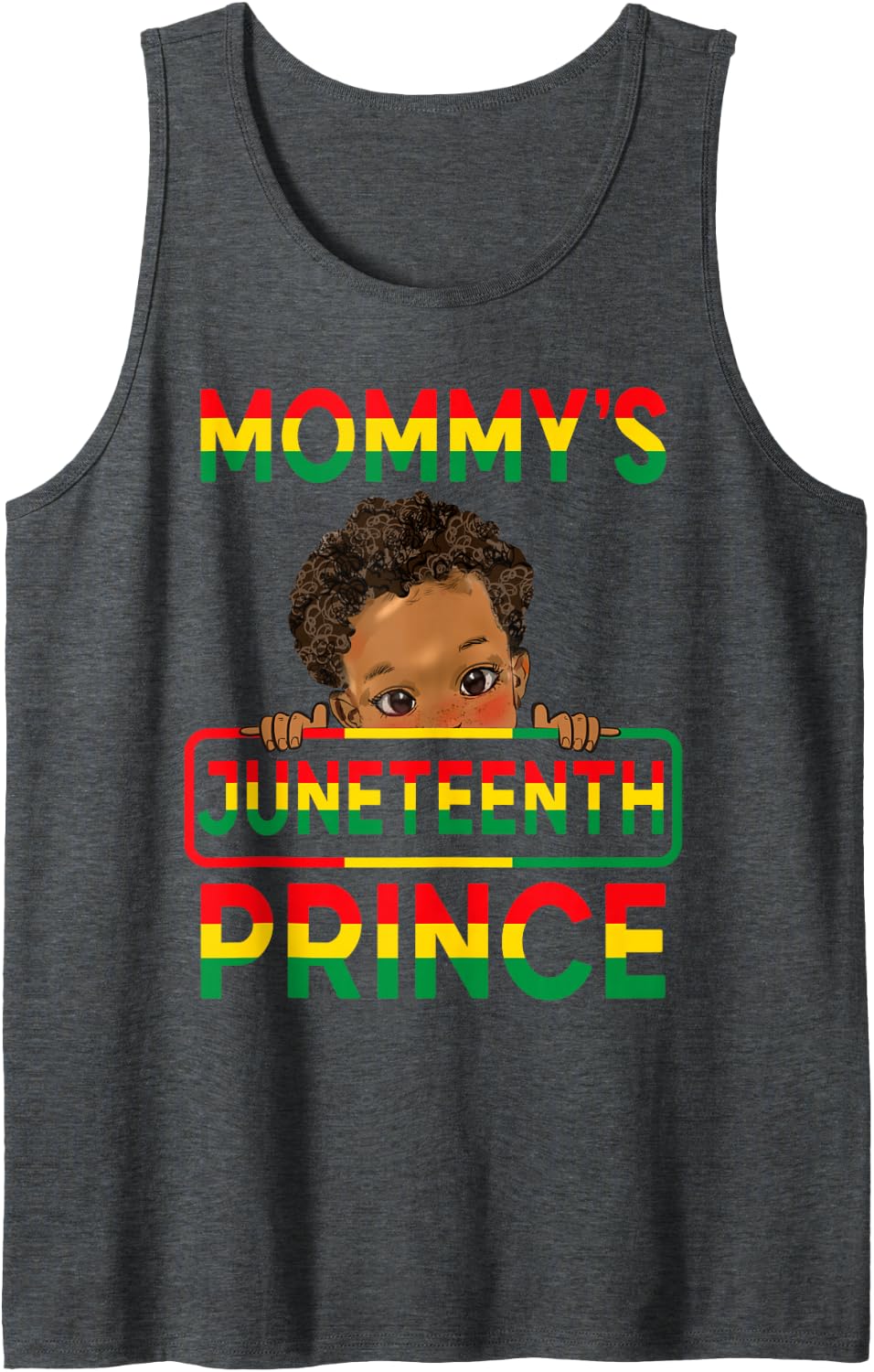 Mommy's Juneteenth Prince Cute Melanin Kids Black Boys Sleeveless Tank Top - Dark Heather Grey