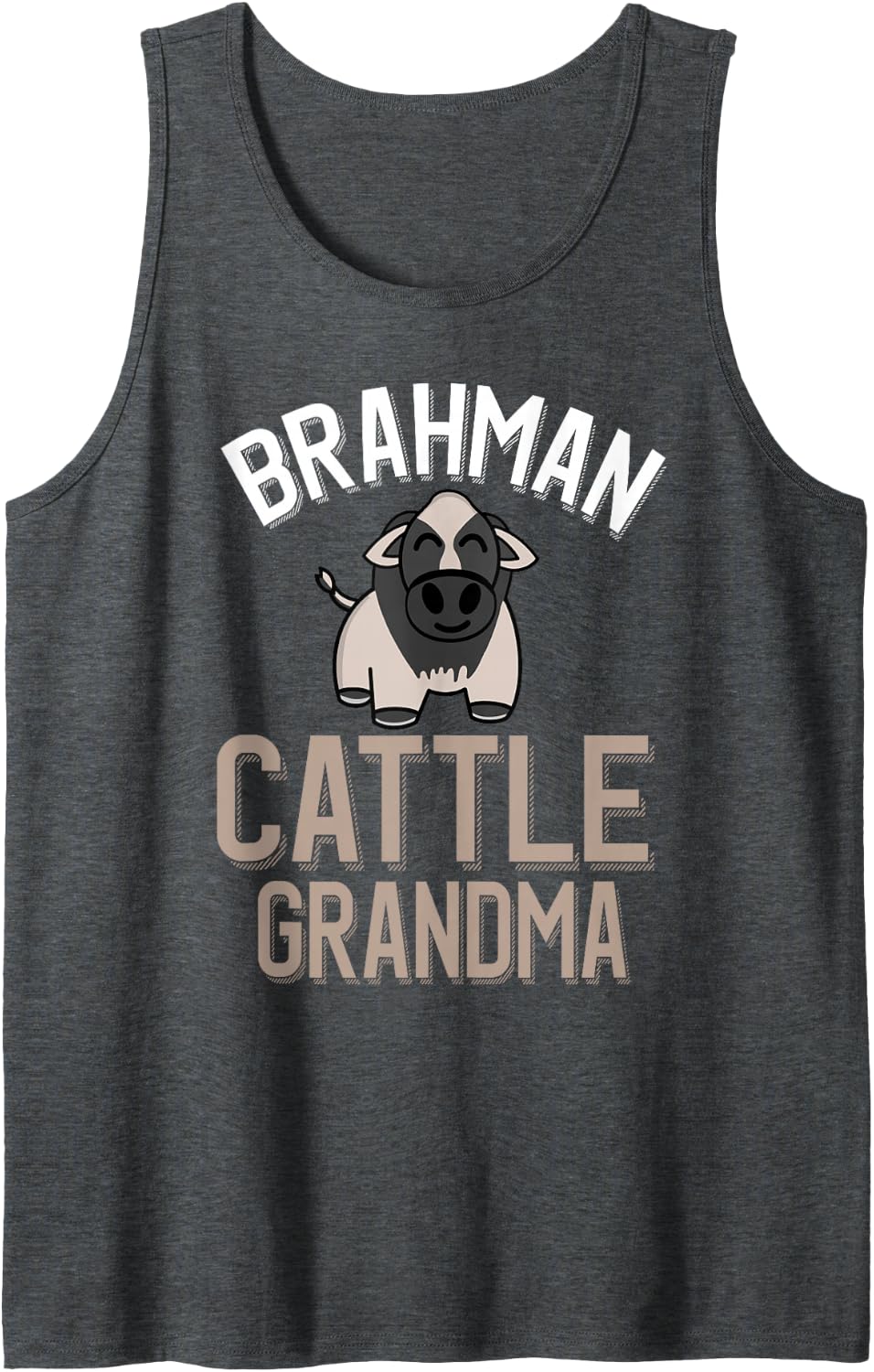 Brahman Cattle Grandma Cow Lover Tank Top - Dark Heather Grey