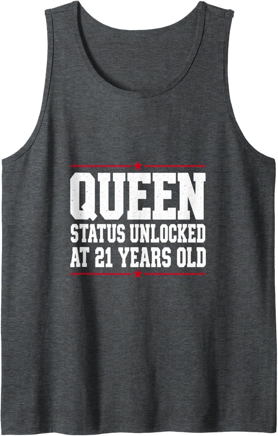 Queen Status Unlocked At 21 Years Old Birthday Sleeveless Tank Top - Dark Heather Grey