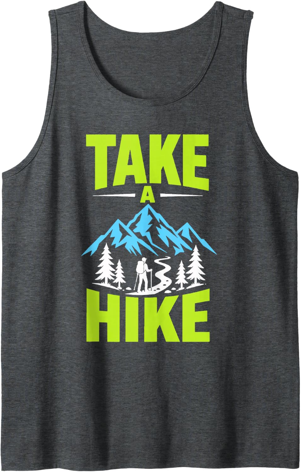 Take A Hike Mountain Hiking Camping Nature Outdoors Sleeveless Tank Top - Dark Heather Grey
