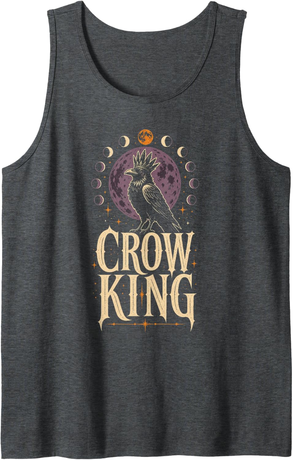 Crow King Bird Watching Gift for Him Tank Top - Dark Heather Grey