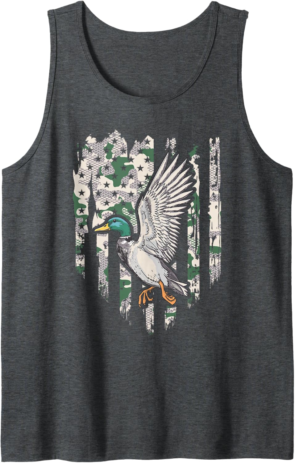 Waterfowl Hunting Camo Torn Flag Camouflage Duck Hunters Sleeveless Tank Top - Dark Heather Grey
