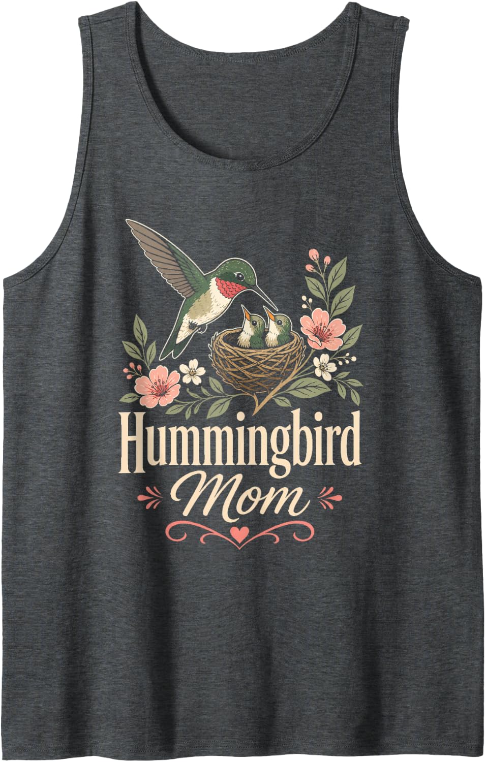 Bird Watching Hummingbird Mom Tank Top - Dark Heather Grey