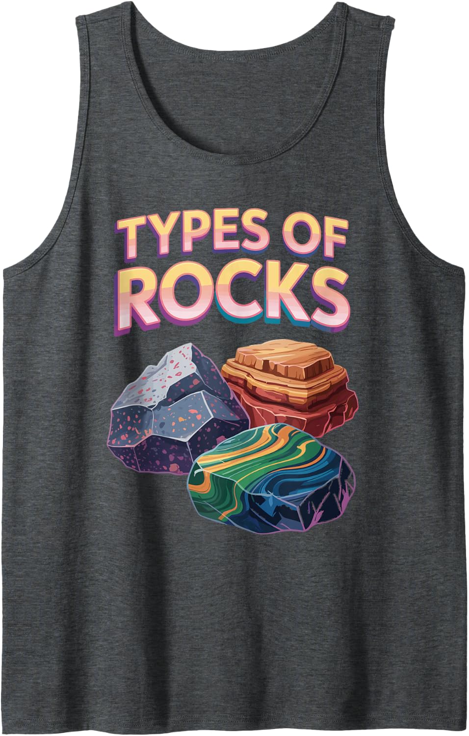 Rocks Minerals and Gems Chart Sleeveless Tank Top - Dark Heather Grey
