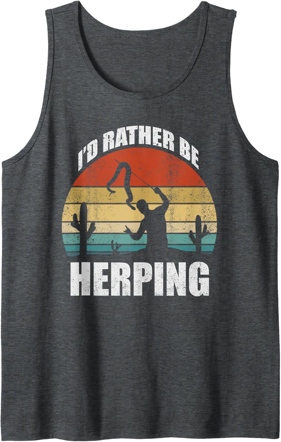 I'd Rather be Herping, Funny Field Herping Sleeveless Tank Top - Dark Heather Grey