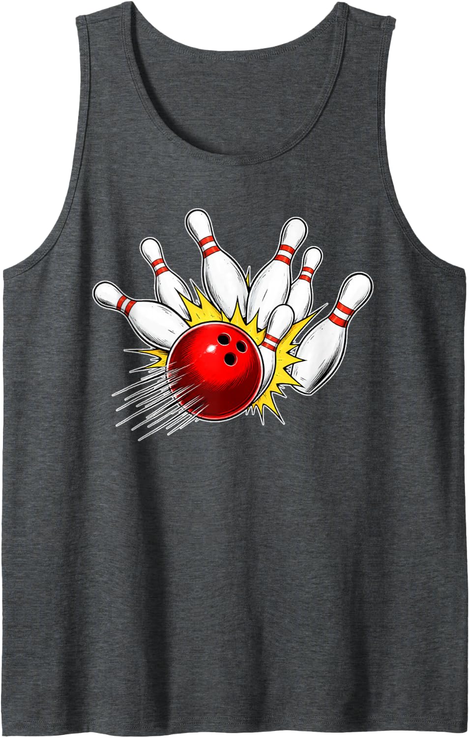 Bowling Bowler Graphic Tank Top - Dark Heather Grey