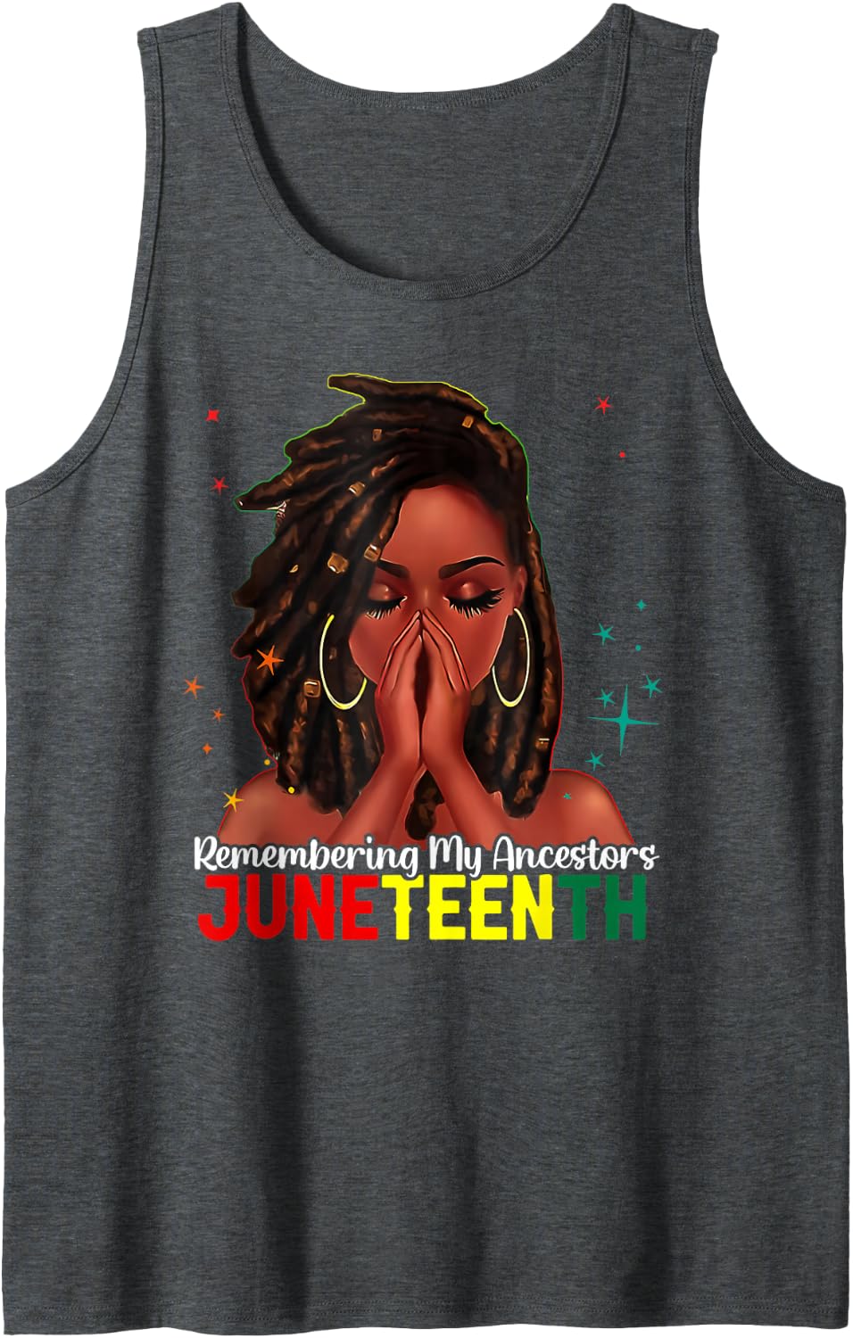 Black Woman Girls Remembering My Ancestors Juneteenth Sleeveless Tank Top - Dark Heather Grey
