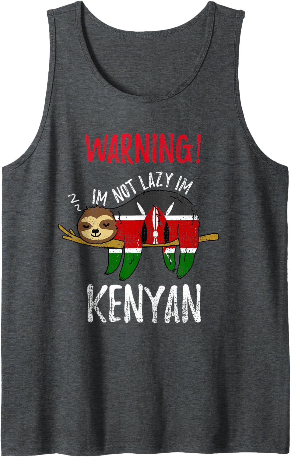 Kenya Flag Sloth Im Not Lazy Im Kenyan Vintage Tank Top - Dark Heather Grey