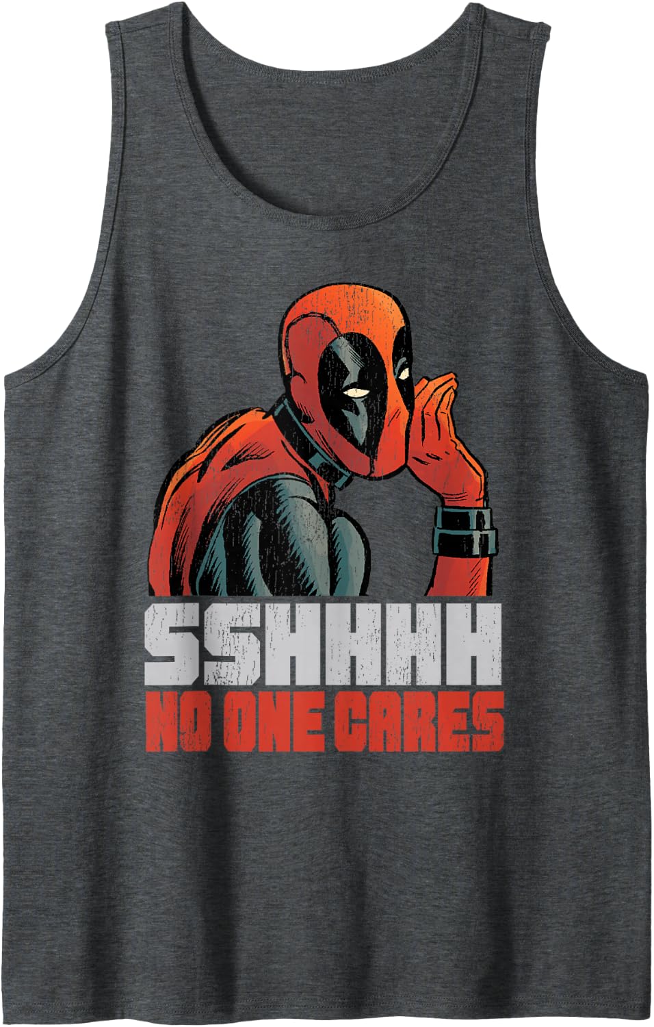 Marvel Deadpool SSHHHH No One Cares Whisper Tank Top - Dark Heather Grey