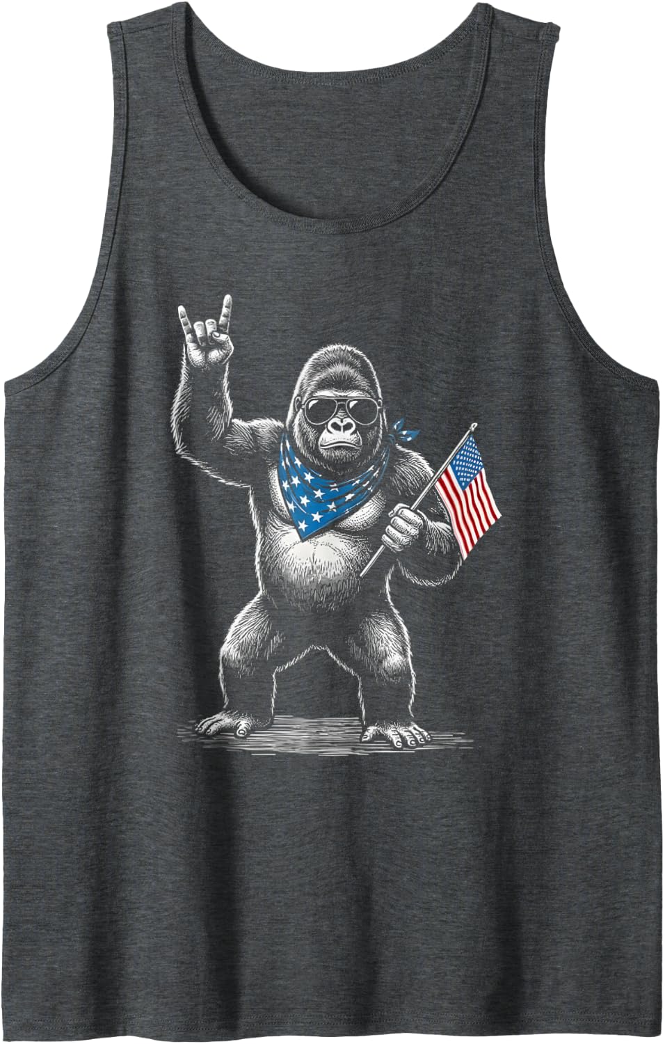 USA Patriotic Gorilla Men Boy Kids Funny 4th of July Gorilla Tank Top - Dark Heather Grey