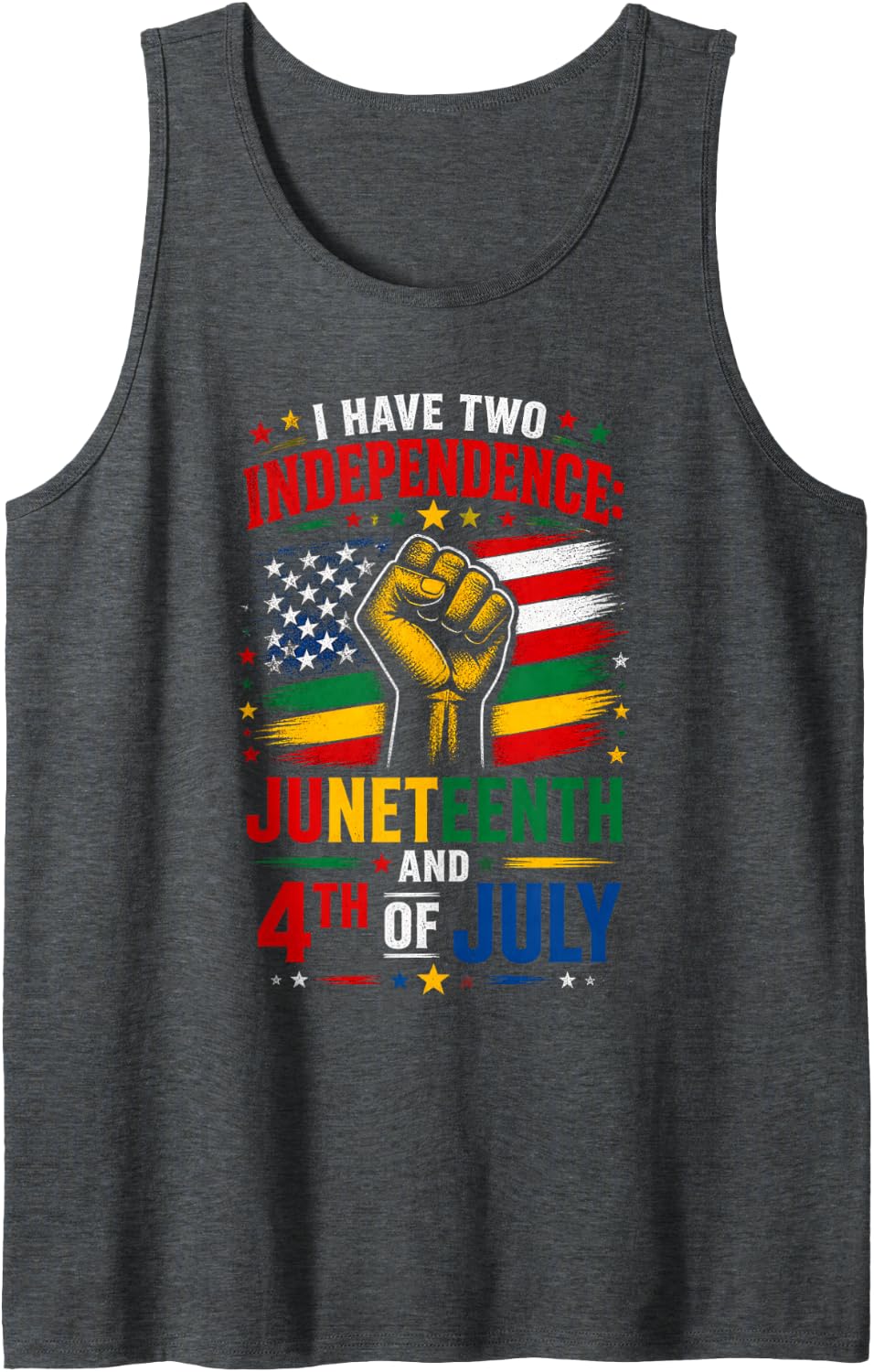 Bold Independence Celebration for Juneteenth & July 4th Sleeveless Tank Top - Dark Heather Grey