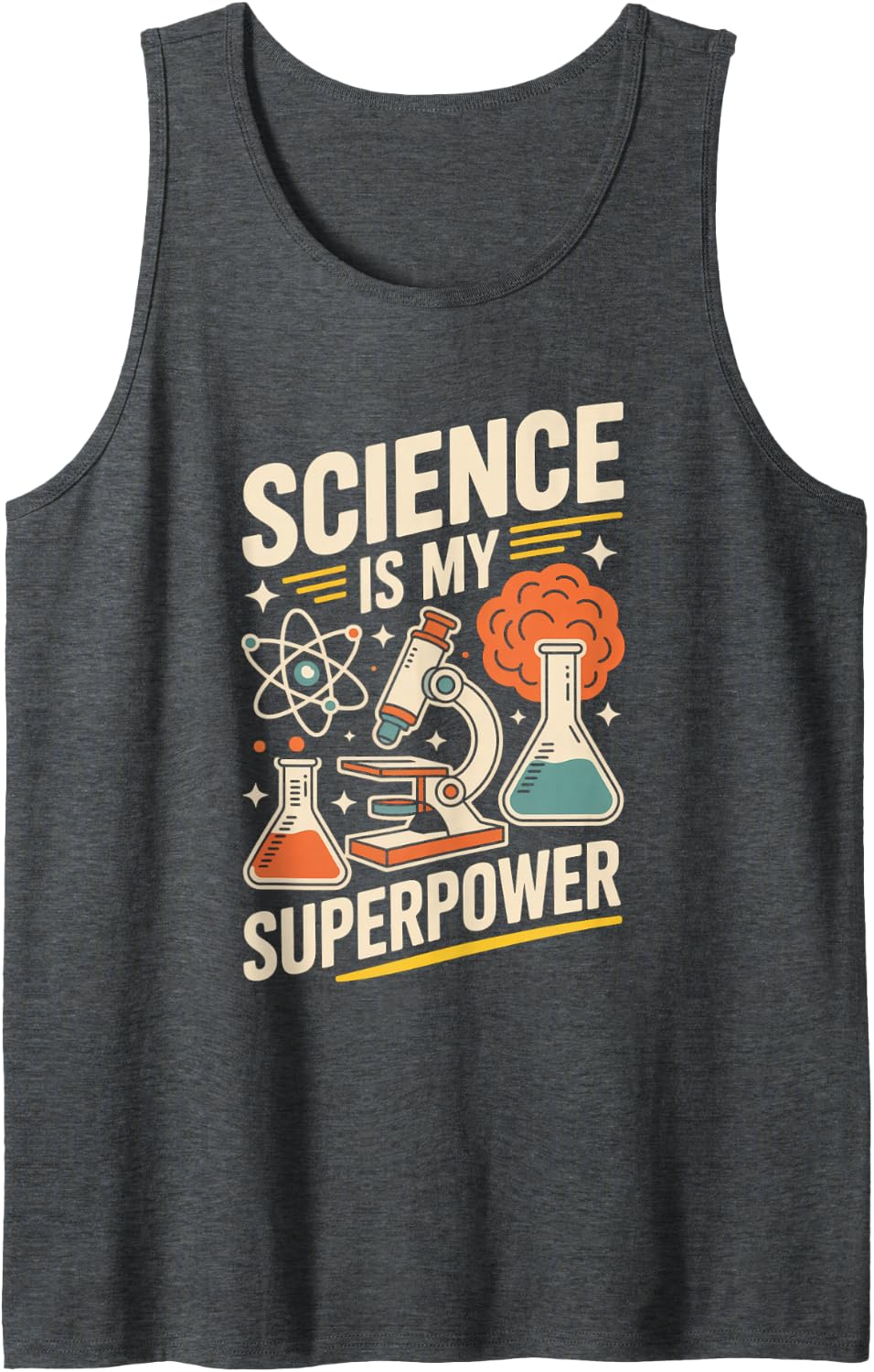 Science is My Superpower STEM Laboratory Sleeveless Tank Top - Dark Heather Grey